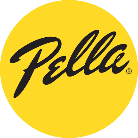 Yellow Pella windows logo on a white background